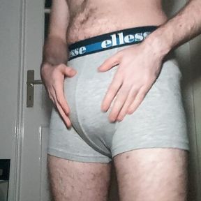 Diaper Boy tests new underwear with a Huge Full Diaper