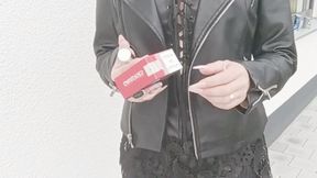 Sexy fully leather outfit and smoking