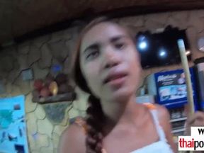 Petite amateur Thai teen Cherry playing with her lover's big saturated balls