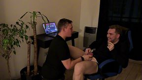 bouncing on a dildo with his dick in my mouth