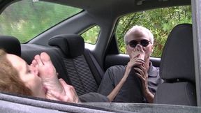 Foot love in car with Roxie (HD)