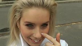 Extreme sex outdoors with cute blonde