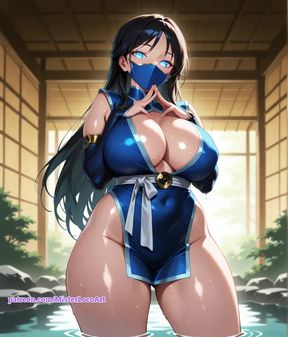 Hot busty deadly combat kitana in hentai hot spring water