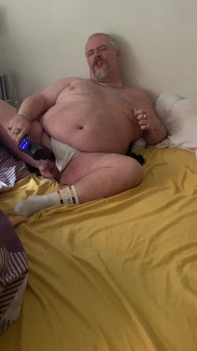 Fat Stepdaddy Wanks with Massage Toy