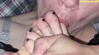 Cum on my Face while Suck my Toes and Huge Sex Toy, LCoF 7/10 Feetcouple69