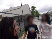CAUGHT! Black girl gets busted sucking off a cop during rally!