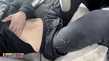 Twink masturbates in the parking lot of the public university, Porn Amateur