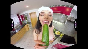 TmwVRnet - Babe plays with cucumber