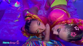 dj brian walks into neon bunny paradise with sasha and madison!