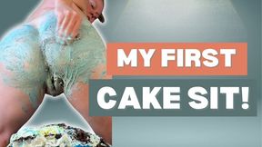 Her First Cake Sit! Messy, Sploshing, Destruction