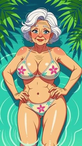 Flirty Animated Grandma in Bikini