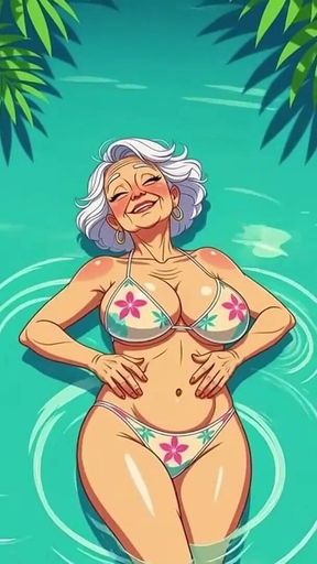 Flirty Animated Grandma in Bikini