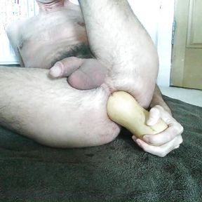 Wrecking my anal sphincter and guts with massive squash until I cum from it