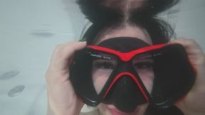 Underwater breathplay with snorkel goggles