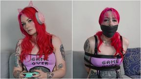 Mimi: Gamer Girl in Strict Belt Bondage and Heavy Gagging by the Home Invader!(FullHD)