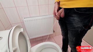 Public urinate compilation - large manstick and sack of babymakers, uncut