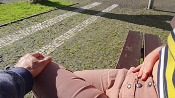 Curvy MILF seduces stranger in public