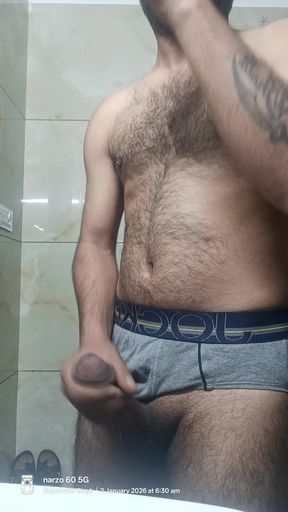 Indian Rajasthani Desi Man Enjoy Shower and Masterbation Show with Neighbour Police Officer