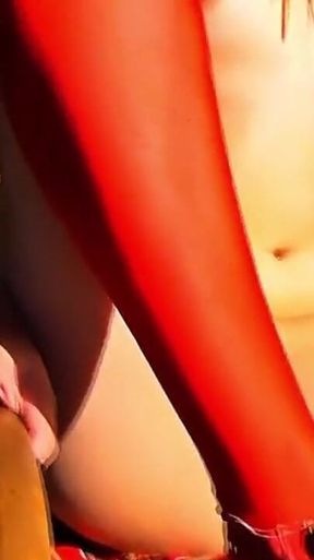 Redhead Latina Denim Shorts Cameltoe and Pussy Fingering