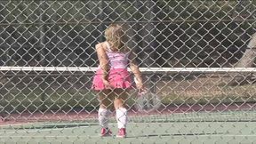 sexy young tennis player is good with balls