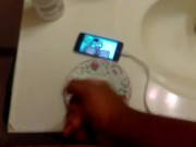 Ebony With small cock jerks off to shemale vids