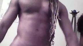 Ebony Male with Big Balls Strokes His Big Cock
