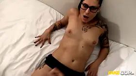 Cop pops on spanish milf's glasses - fake cop