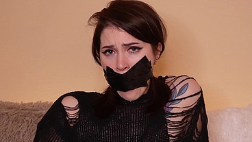 Duck Tape and Gag Ball Masturbation
