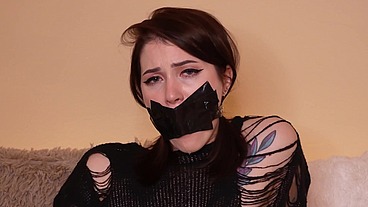 Duck Tape and Gag Ball Masturbation