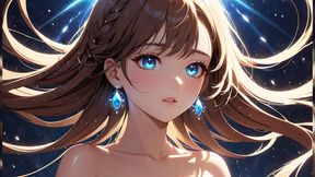 Swirl of Light: a Beautiful Young Woman Brushing Her Hair Aside