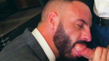 robust hunk Leo Rosso drives a hottie in a suit Pr
