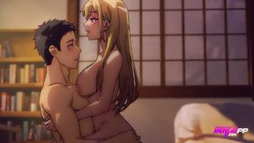 In the Hotel Room - She Bends Over the Bed, Gojou Slides In, Pumps Her Till Creampie