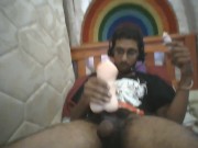 Fleshlight Fuck ! Indian Boy fucks his fleshlight while edging his huge stud cock