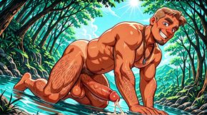 Naked Men at the Lake Digital Art