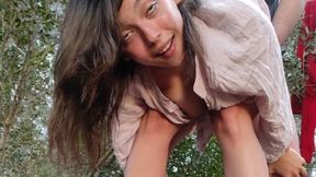 Cumshot in the woods with a willing girl