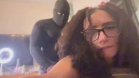 Nerdy white slut deepthroats BBC, and takes it in her creamy pussy