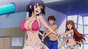 Hentai step beauty sits deep for fast bare bounce on bench