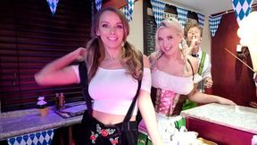 During Oktoberfest guy convinces waitresses to suck his XXX weenie