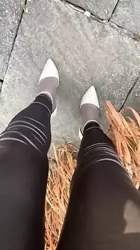 Walking in heels and latex leggings