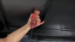 Milking Table-Slapping, Scratching, Foot play to drain his cock of every drop