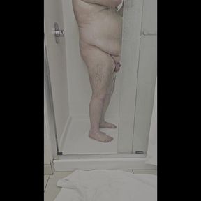 Chub with a small dick taking a Shower