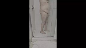 Chub with a small dick taking a Shower