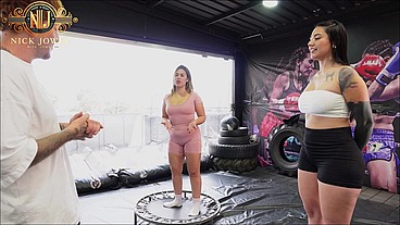 Personal trainer fucks busty and curvy friends