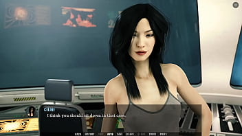 Licking busty Asian girl's lactating tits in animated hentai game