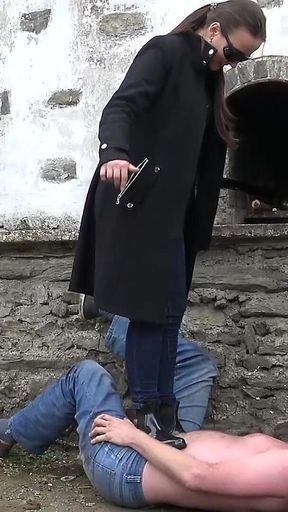 Slave Trampled Hard with Rubber Boots