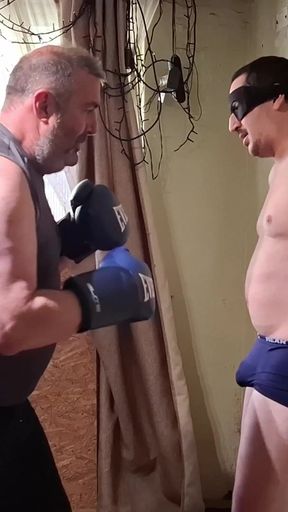Silver Daddy Boxer Testing His Strength on the Jobber