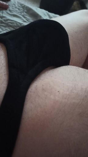 Wotan has lust in black plush thong