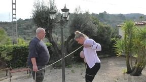 Cruel Tit Bondage Walk Training in a public Park for Bettine - Part 2 wmv HD