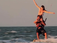 Nude badass beauties like kite boarding