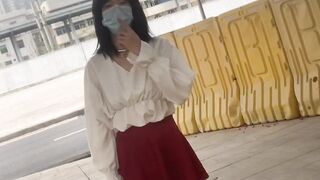 babapapa85]Crossdresser dressed in tights and cangue takes off her undies ambles on the sidewalk